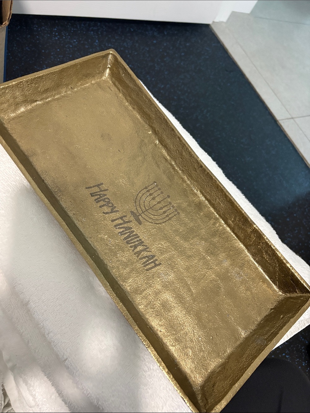 Target Threshold Happy Hanukkah Gold Menorah Drip Tray